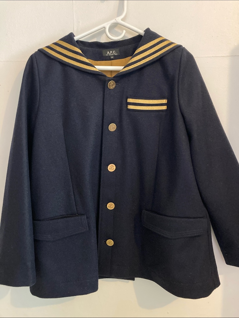 APC RARE Sailor Peacoat French Wool Lg